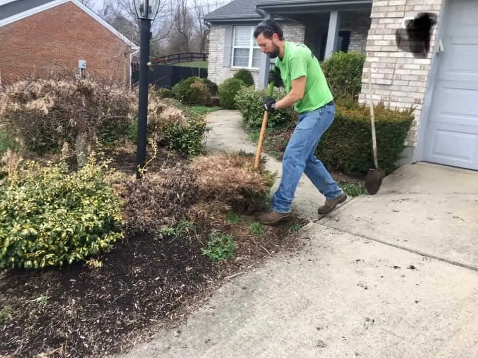 NKY Curb Appeal crew working in a landscape bed